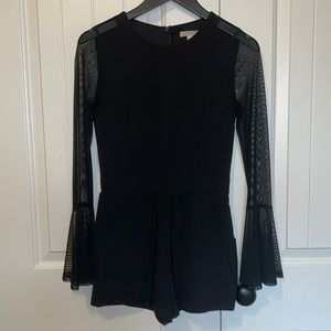 GB Dillards Long Sleeve Sheer Arm Romper in Black Size XS